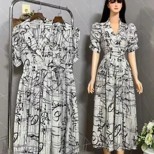 Muslim Fashion Women's Short-Sleeved Striped Loose and Breathable Women's African Plus-Size Dress