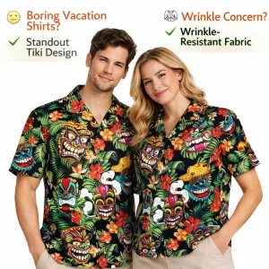 Polyester Poplin Hawaiian Floral Casual Shirt