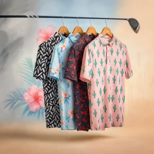 OEM Design Men's Performance Luxury Golf Polo Shirts 100% Polyester Full Sublimation Printing Breathable Golf Polo T-Shirts