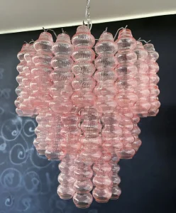 Pink Glass Bubble Lighting Vintage Murano Glass Tube Chandelier Art Luxury Hanging Lamp