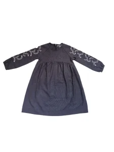 Girls' Chic Long-Sleeve Dress Featuring Beautiful Embroidery Design