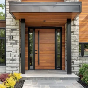 Modern Heavy Duty Large Wood Grain Aluminum Long Square Handle Front Entry Pivot Door