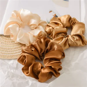 Wholesale Cheap Top Quality Solid Color Ponytail Holder Elastic Hair Ties Bands Accessories Silk Satin Scrunchies for Women