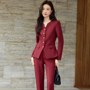 Wine Red Luxury Business Suit