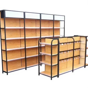 Single / Double-sided Supermarket Shelves Modern Iron Convenience Store Shelves Grocery Metal Supermarket Stacking Display Racks