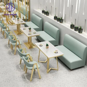 Custom Modern Australia Cafeteria Marble Coffee Shop Table Leather Chair Booth Seating Cafe Restaurant Furniture