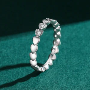 Custom Fashion 925 Sterling Silver Heart Shaped Ring Trendy Simple Accessories Women Fine Jewelry Rings