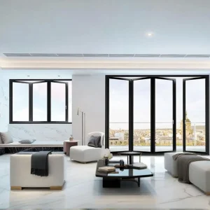 Commercial Bi-Fold Folding Door Multi Track Smooth Glide Aluminum Panels for Restaurant Outdoor Seating