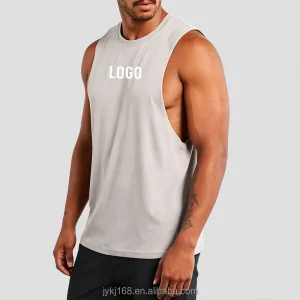 Custom Men Hybrid Studio To Street Drop Arm Relaxed Fit Cotton Blend Sports Gym Tank Top With Raw Edge Hem