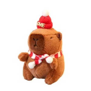 Festive Capybara Stuffed Animals Toys Christmas Plush Pendant for Backpacks and Holiday Decor