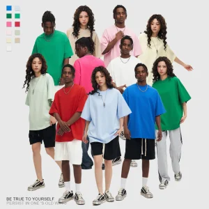 320GSM Camiseta Masculina Oversized Pesada em Algodão 100% Alta Qualidade Unissex Atacado Personalização de Logo Camiseta