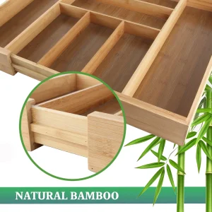Large Expandable Bamboo Cutlery Tray
