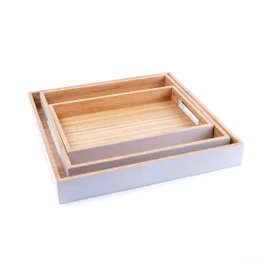 Bandeja de bambu estilo japonês com alças para xícaras, uso em hotéis e restaurantes, bandejas retangulares para servir, utensílios de cozinha, bandeja de madeira de bambu para casa