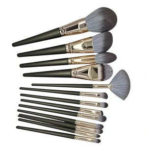 Dark Green Face Makeup Brush Set