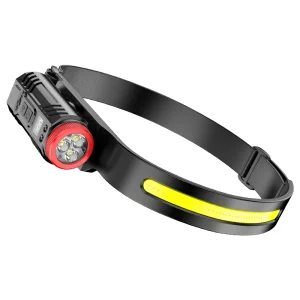 Silicone Material Portable Rechargeable Led Cob Floodlight Headlight Smart Gesture Sensor Lightweight Camping Headlamp