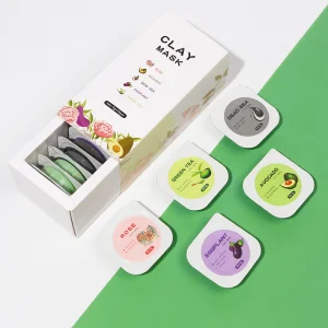 Private Label Organic Skin Care Turmeric Oil Control Pink Rose Clay Face Mask Green Tea Cleansing Portable Facial Mud Mask Pods