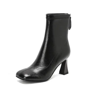 Custom OEM Women's Chunky Ankle Boots ZIP TPR Sole Autumn