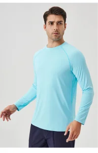 Men's Ice Silk Sunscreen Sports Long Sleeve T-Shirt Loose Breathable Cool Outdoor Running Fitness Long Sleeve Top
