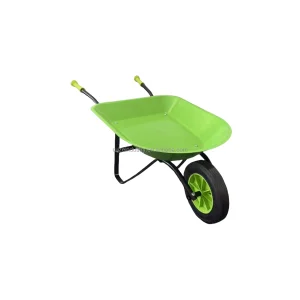 Mini Plastic Toy Wheelbarrow for Kids Pretend Yardwork Play with Sand Water &amp; Sticks Metal Tray Garden Tool for Boys &amp; Girls