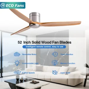 Solid Wood Ceiling Fan Brushed Nickel