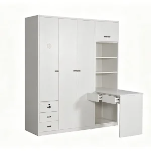Wardrobe Modern Freestanding Steel Bedroom and Living Room Wardrobe with Clothing Storage for Home Apartment and Hotel Wardrobe
