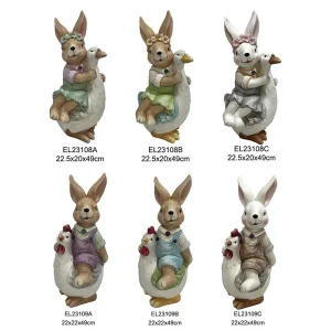 High-Quality Countryside Charm Rabbit with Duck Chick Figurine