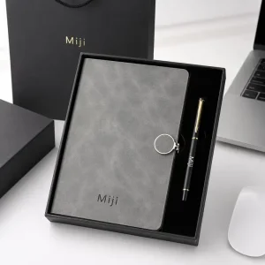 Custom Grey Notebook and Pen Gift Set