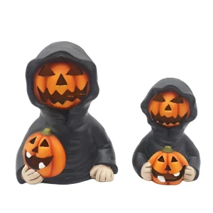 China Hand-Painted Ceramic Pumpkin Head with Skull Face – Halloween Figurine HDFS8135 Manufacturers, Suppliers