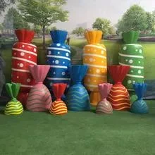 Fiberglass Candy Sculpture Lollipop Statues for Outdoor Fairy Theme Decoration