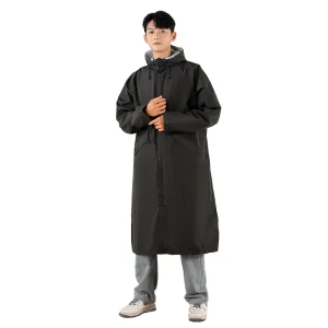 Custom Women's Long Hooded Trench Coats Waterproof PU Rainwear with Logo Modern Poncho Style Windbreaker for Hiking &amp; Travel