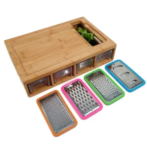 High Quality Cutting Board with Containers Cutting Boards Bulk Wooden Bamboo Cutting Board With Four Drawers and Graters