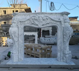 Custom Hand Carved Marble Fireplace Mantel