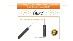 1-24 Core Asu Non-Metal Outdoor Mini ADSS-Aerial Self-Supported Dielectric Fiber Optic Cable, G. 652D