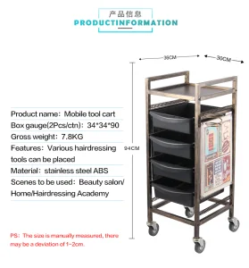 Stylish Rolling Bar Cart with Wine Rack and Glass Holder