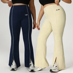 Fat Women Color Block XL-4XL Plus Size Workout Yoga Gym Sport Fitness Dance Vent Flared Leggings Bootleg Lounge Wide Leg Pants