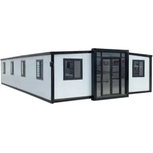 منازل حاويات قابلة للتوسيع مصنوعة من الفولاذ بتصميم حديث فاخر وقابل للطي، مخصصة للاستخدام الخارجي، مع إطار معدني، مناسبة للبناء المسبق