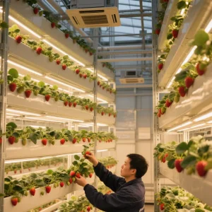 Reinfa Farmdrip S Layered Vertical Grow Solution Optimized for High-Yield Indoor Strawberry Production