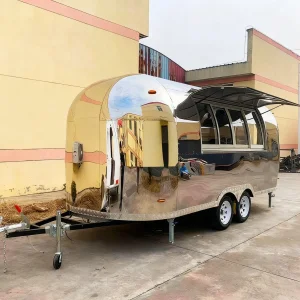 New Type Street Selling Coffee Van Catering Trailer Burgers Fries Ice Cream Bus Trailer Mobile Food Trailer with Full Kitchen