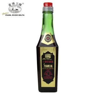 Traditional Sesame Oil/Edible Plant Oil 270ml in Square Green Color Glass Bottle for Peru Market