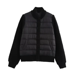 Wholesale ZD knit sleeves polyester-padded white puffer jacket
