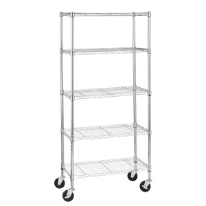 Heavy Duty 30" L X 14" W X 64.8" H 5-Shelf Adjustable Storage Wire Shelving Unit Rack on 4'' Wheel Casters
