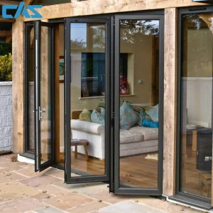 CAS Aluminum Glass Bifold Door Folding Sliding Door Space-Saving Design Smooth Operation Indoor Outdoor Patio Folding Door