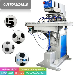Professional 4-Color Pad Printing Equipment with Conveyor System, Adjustable Sealed Cups, LCD Display for Print Any Balls