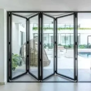 Best Price Bifold Doors Custom Color Aluminium Folding Patio Single Pane Horizontal Storm Door Aluminum Frame Folding Door