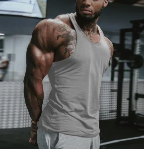 Wholesale Custom Men Cotton White Seamless Fitness Bodybuilding Undershirt