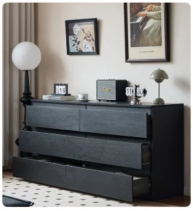 Yicheng Beauty Black 6 Drawer Storage Dresser Bedroom Furniture Wood Storage Cabinet with High Quality