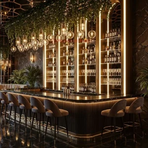 Modern Luxury Curved Marble Bar Counter