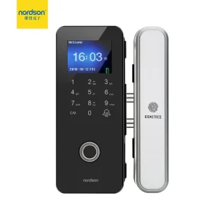Frameless Fingerprint Glass Door Lock Electric Safe Office Drop Glass Door Bolt Lock Patch Fitting with Card Reader and USB Port