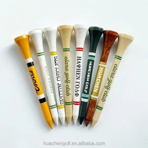 Factory Custom Bamboo Golf Tees With Wooden Logo 83/70/54mm Sizes Durable 83mm Length Color Stripes
