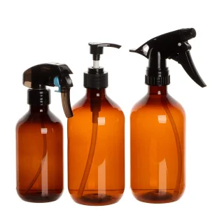 Empty Shampoo Lotion Bottle 500ml Amber Green Pet Plastic Toner Lotion Bottle